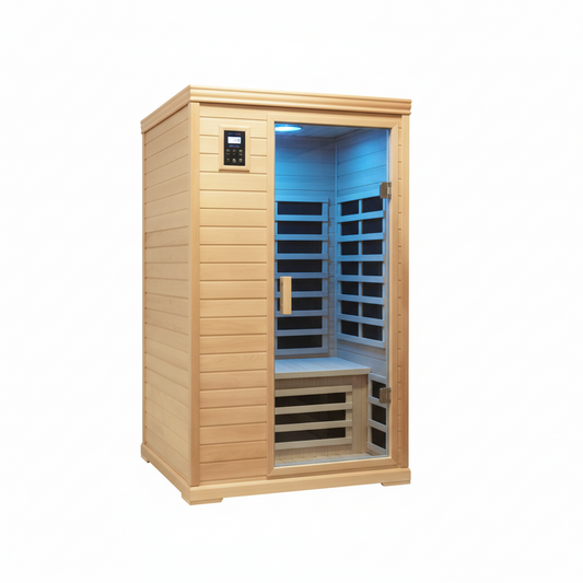2 Person Infrared Sauna - Canadian Hemlock Wood with 9 Low EMF Heaters, Bluetooth Speakers & Chromotherapy Lights, 1750W
